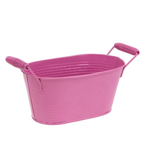 Floristik24 Blikken schaal ovaal roze 19,5 cm x 11 cm x 9 cm