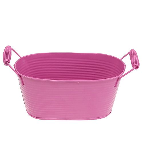 Floristik24 Blikken schaal ovaal roze 19,5 cm x 11 cm x 9 cm