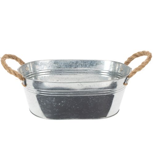 Ovale tinnen schaal, zilverkleurig, 30 cm x 17 cm x 10 cm kopen | Floristik24.nl