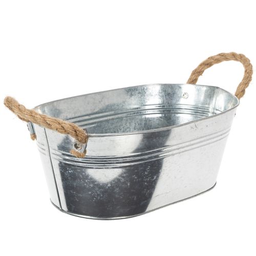 Ovale tinnen schaal, zilverkleurig, 30 cm x 17 cm x 10 cm | Floristik24.nl