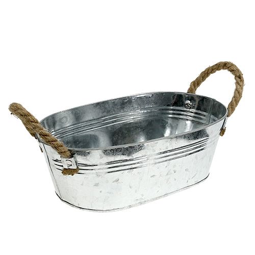 Floristik24 Ovale tinnen kom zilver 30cm x 17cm x 10cm