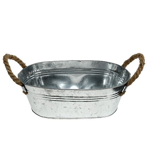 Floristik24 Ovale tinnen kom zilver 30cm x 17cm x 10cm