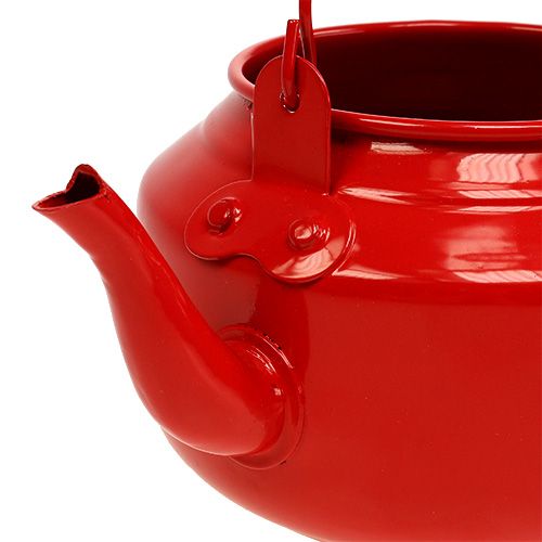 Floristik24 Blikken theepot rood Ø12cm H9cm