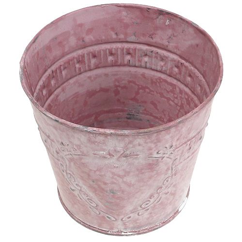 Floristik24 Blikken pot roze gewassen versierd Ø14cm H12.5cm