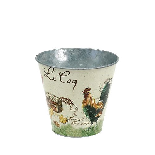 Floristik24 Tinnen pot met paasmotief Ø13cm H12cm