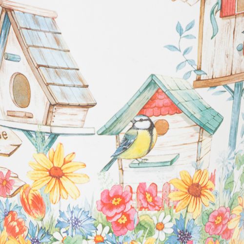 Artikel Blikken pot met vogelhuisjes, zomerdecoratie, plantenbak H14,5cm Ø13,5cm