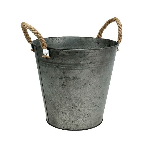 Floristik24 Blikken emmer antiek met touwgrepen Ø22cm H20cm 2st