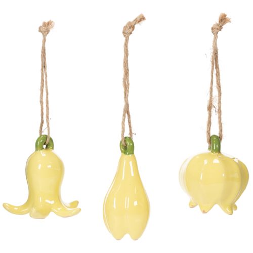 Artikel Keramische bloemhangers, vrolijk ontwerp, bloemenpatroon, lentedecoratie, 9 cm, 6 stuks