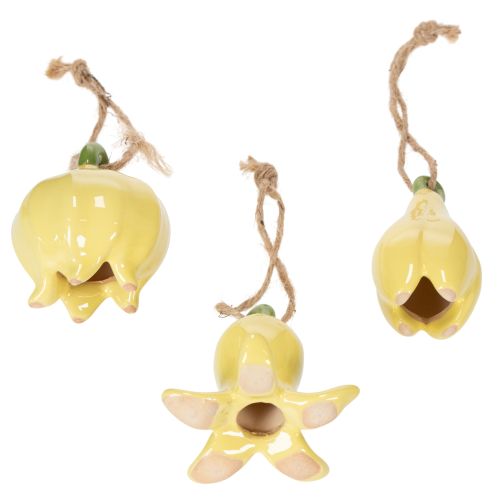 Artikel Keramische bloemhangers, vrolijk ontwerp, bloemenpatroon, lentedecoratie, 9 cm, 6 stuks