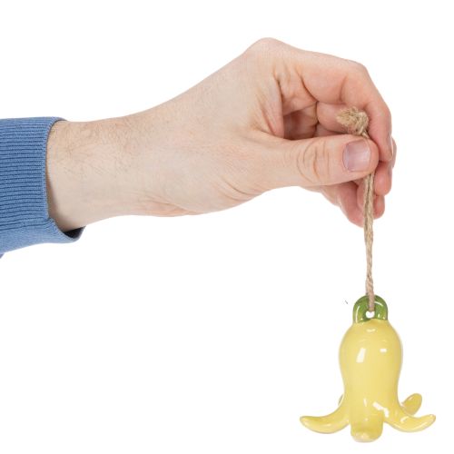 Artikel Keramische bloemhangers, vrolijk ontwerp, bloemenpatroon, lentedecoratie, 9 cm, 6 stuks