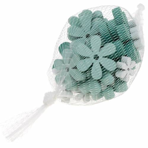 Floristik24 Strooidecoratie bloesemgroen, mint, wit hout bloemen om te strooien 29 st