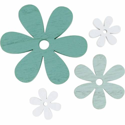 Floristik24 Strooidecoratie bloesemgroen, mint, wit hout bloemen om te strooien 29 st