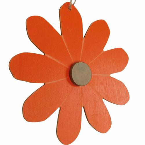 Floristik24 Bloemenhangers, decoratieve bloemen oranje en wit, houten decoratie, zomer, decoratieve bloemen 8 st