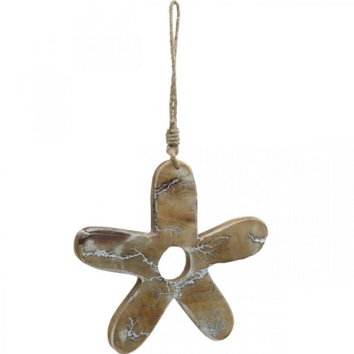 Floristik24 Bloem om op te hangen, houten decoratie met patroon, lentedecoratie naturel, wit H19.5cm