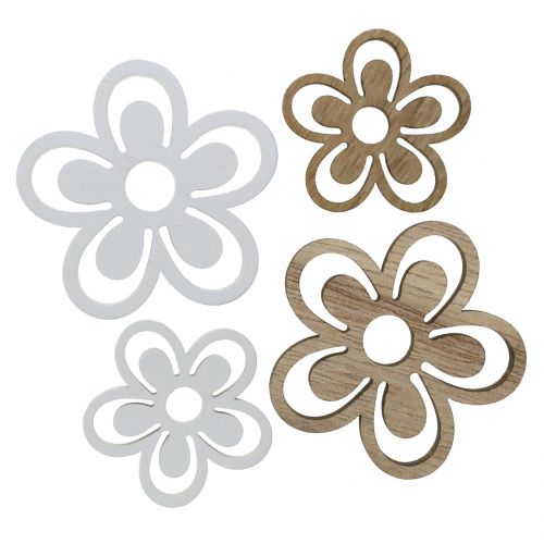 Floristik24 Houten bloem wit/naturel 3cm - 4,5cm 48 st