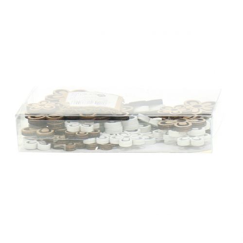Floristik24 Houten bloem wit/naturel 3cm - 4,5cm 48 st
