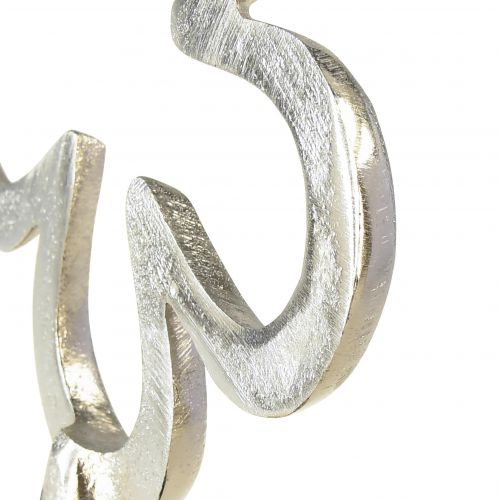 Floristik24 Bloem Metaal Decoratie Zilver Zwart Houten Basis 15×30cm