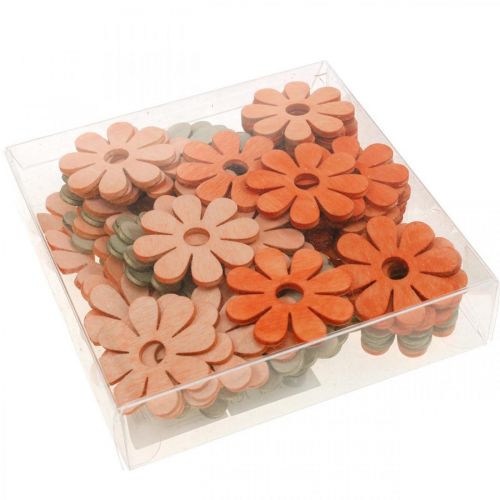 Artikel Bloemen voor het strooien oranje, abrikoos, bruin strooidecoratie hout 72 st