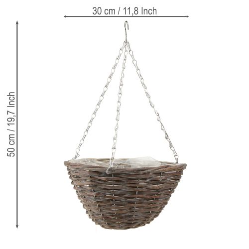 Artikel Hangende Bloemenschaal Hout Natuurlijk Grijs Ø30cm 2st