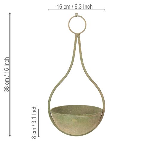 Artikel Bloemenmand, hangende mand, metalen decoratie tuin Ø16cm H38cm