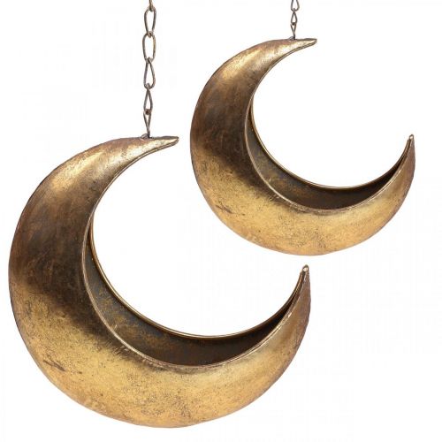 Artikel Hangmand maan deco goud vintage deco 32/22cm set van 2