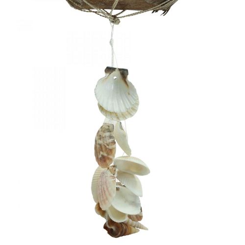 Artikel Bloemenmand kokos maritiem decoratie windgong naturel 110cm