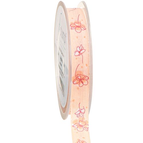 Floristik24 Bloemenlint lente cadeaulint abrikoos pastel 15mm 20m
