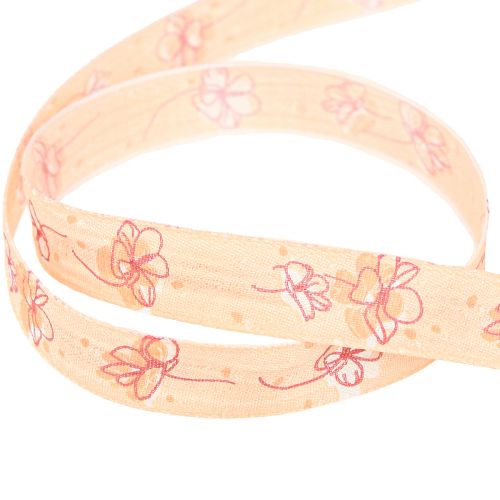 Artikel Bloemenlint lente cadeaulint abrikoos pastel 15mm 20m