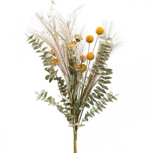 Floristik24 Kunstbloemen Craspedia veergras eucalyptus 55cm bos