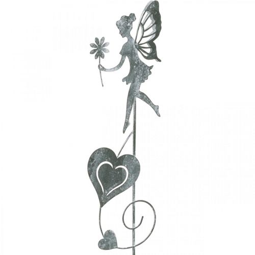 Floristik24 Tuindecoratie, decoratieve plug bloem elf, lente decoratie, metalen plug, fee met hartjes, Valentijnsdag 2st