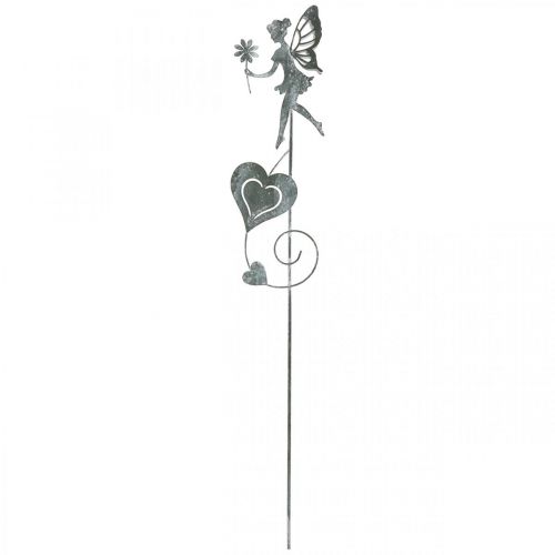 Floristik24 Tuindecoratie, decoratieve plug bloem elf, lente decoratie, metalen plug, fee met hartjes, Valentijnsdag 2st