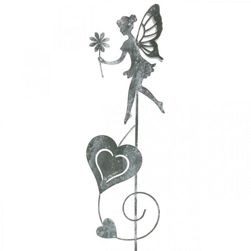 Floristik24 Tuindecoratie, decoratieve plug bloem elf, lente decoratie, metalen plug, fee met hartjes, Valentijnsdag 2st