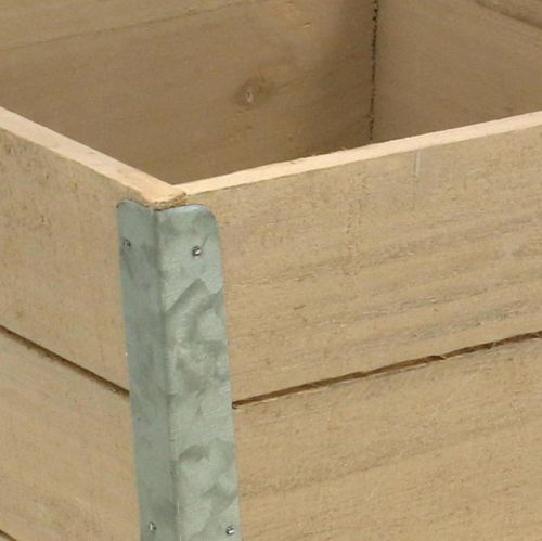 Bloembak houten plantenbak shabby chic beige 12.5×14.5×14.5cm