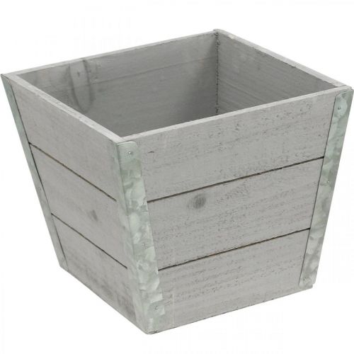 Artikel Bloembak houten plantenbak shabby chic grijs 19x19x15.5cm