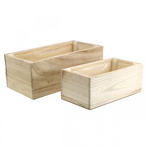 Floristik24 Bloembak houten plantenbak naturel L30/40cm set van 2