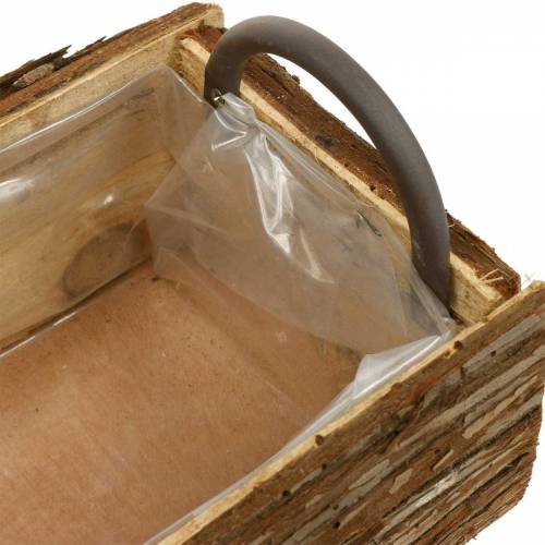 Floristik24 Bloembak, houten kist met schors, plantenpot met handvatten 38cm