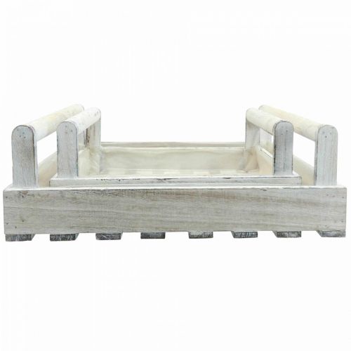 Artikel Bloembak Shabby Chic plantenbak hout wit 38/31cm set van 2