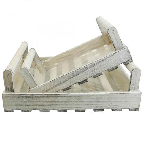 Artikel Bloembak Shabby Chic plantenbak hout wit 38/31cm set van 2