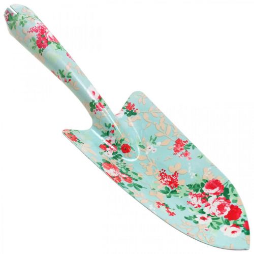 Metalen schep, handschep met bloemmotief, plantenschep, tuinschep L28cm