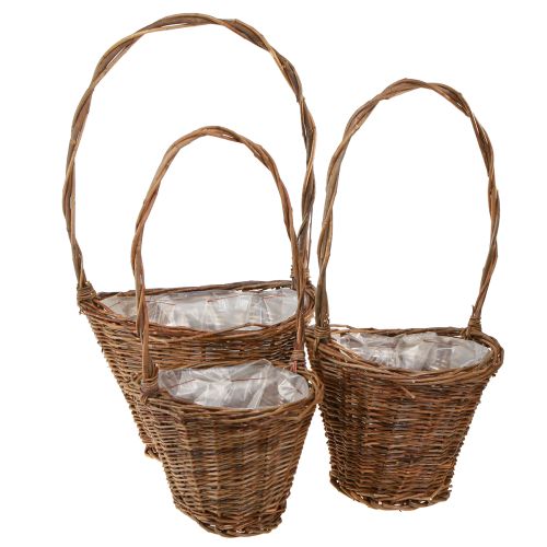 Artikel Bloemenmand Wilgenmand Handvat Natuurlijk 29/23/21cm Set van 3