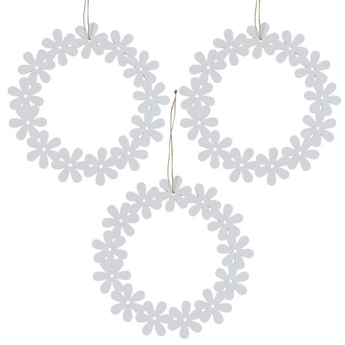 Floristik24 Bloemkrans hout wit Ø15cm 8st