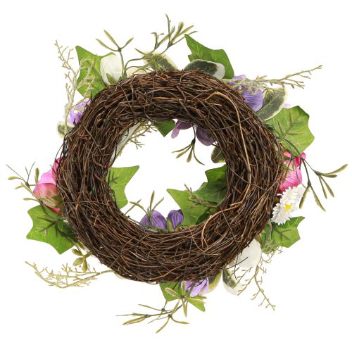 Artikel Kunstbloemenkrans Anemonen Madeliefjes Paars Wit Ø25cm