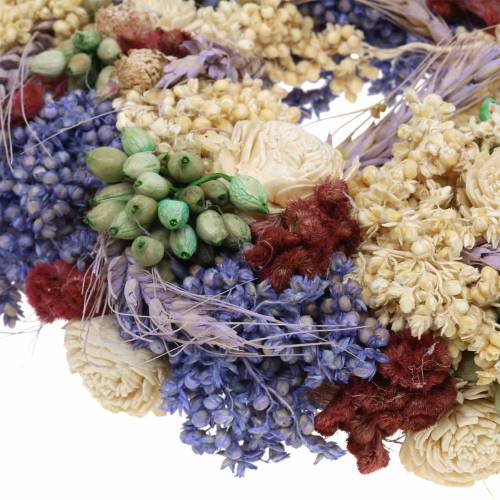 Floristik24 Sierkrans van droog gras en kunstbloemen lila Ø20cm