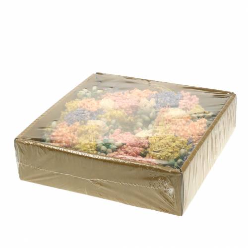 Floristik24 Decoratieve krans van droog gras en kunstbloemen zalm Ø20cm