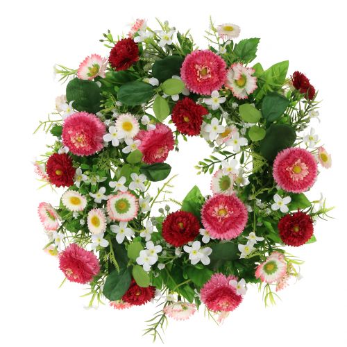 Bloemenkrans met Bellis roze-wit Ø30cm