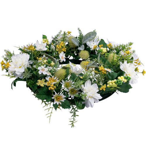 Floristik24 Deurkrans wanddecoratie bloemen dahlia's banksia wit Ø35cm