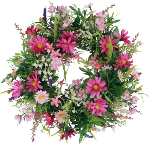 Floristik24 Bloemenkrans kunstdeurkrans roze paars Ø30cm H10cm