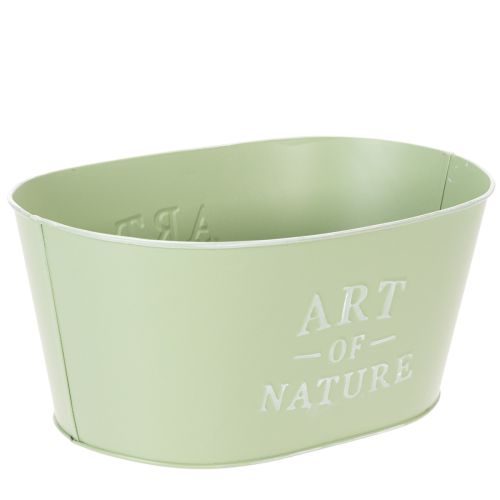 Ovale bloemenvaas van zink, mintgroen, 27 x 18 cm, hoogte 12,5 cm | Floristik24.nl