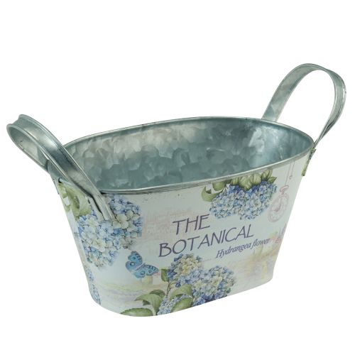 Bloemenschaal met handvatten ovale metalen hortensia&#39;s 32×15×15cm