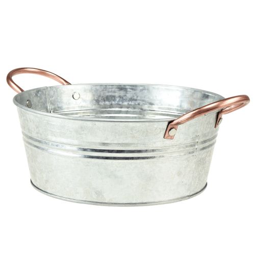 Floristik24 Bloemenschaal rond met handvatten metalen schaal Ø24cm H10cm